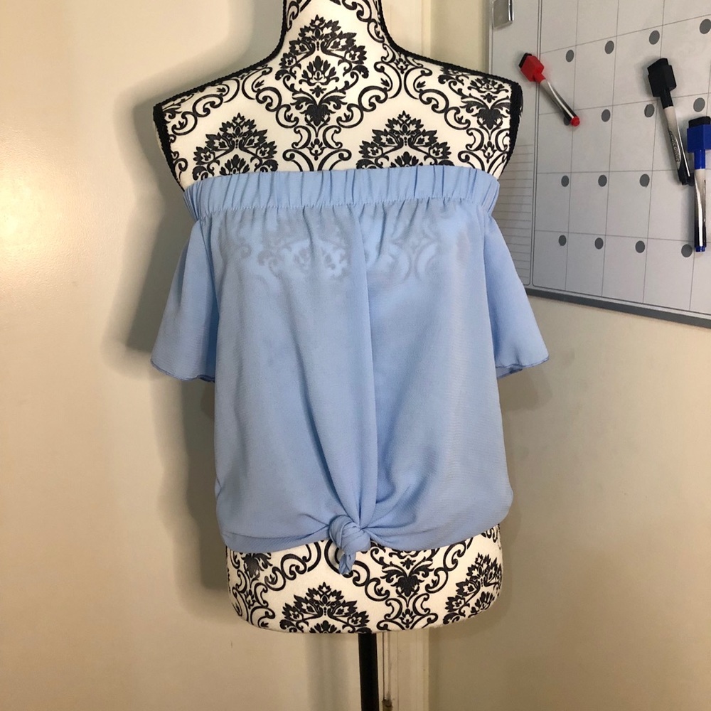 Baby Blue Off Shoulder Top